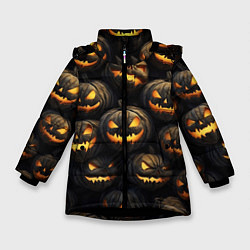 Зимняя куртка для девочки Зловещие хэллоуинские тыквы