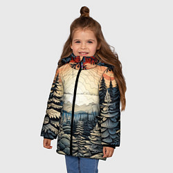 Куртка зимняя для девочки Искрящиеся снежинки в вальсе волшебства, цвет: 3D-светло-серый — фото 2