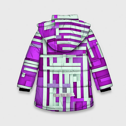 Зимняя куртка для девочки Полосы на фиолетовом фоне / 3D-Черный – фото 2