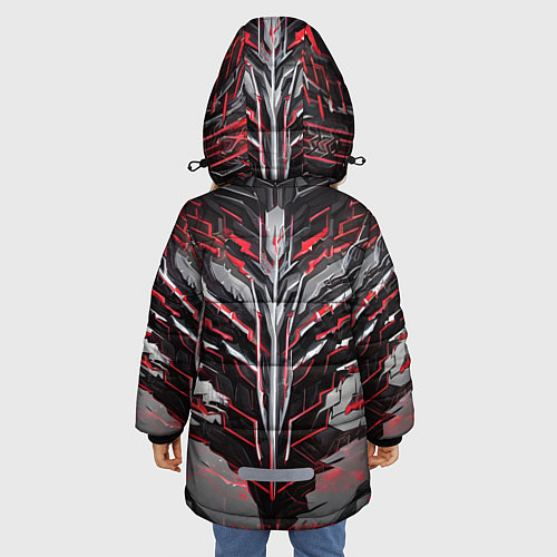Зимняя куртка для девочки Киберпанк доспех красный / 3D-Красный – фото 4