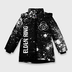 Зимняя куртка для девочки Elden Ring glitch на темном фоне вертикально