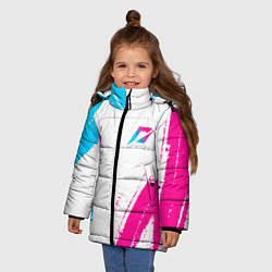 Куртка зимняя для девочки Need for Speed neon gradient style вертикально, цвет: 3D-черный — фото 2