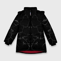 Куртка зимняя для девочки Чёрные трещины, цвет: 3D-красный
