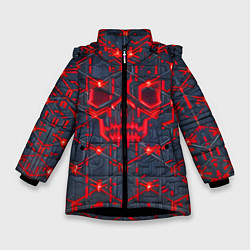 Зимняя куртка для девочки Красная неоновая сеть