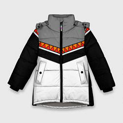 Зимняя куртка для девочки Углы и треугольники: оранжевый и красный