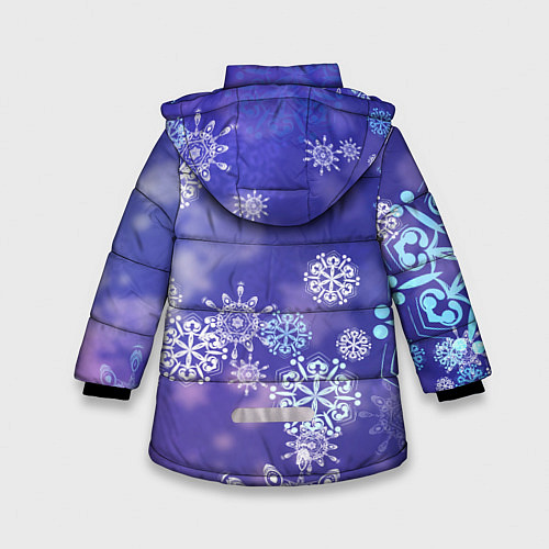 Зимняя куртка для девочки Крупные снежинки на фиолетовом / 3D-Черный – фото 2