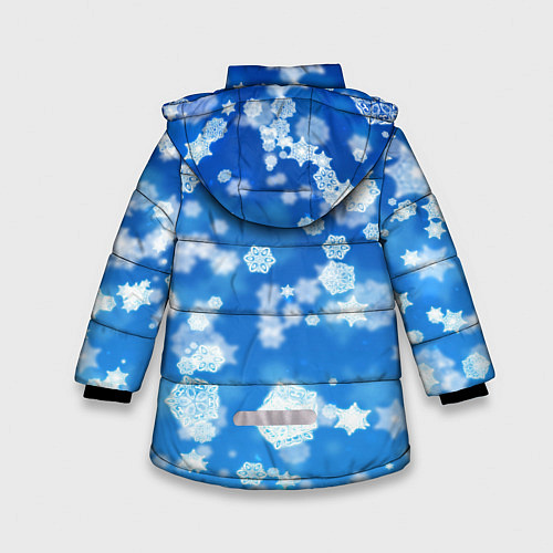 Зимняя куртка для девочки Декоративные снежинки на синем / 3D-Светло-серый – фото 2