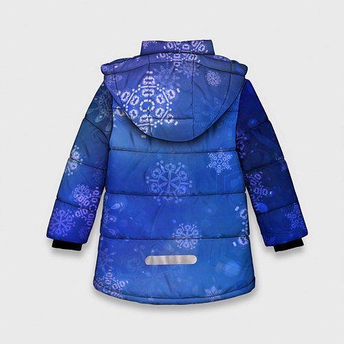 Зимняя куртка для девочки Декоративные снежинки на фиолетовом / 3D-Красный – фото 2