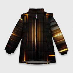 Куртка зимняя для девочки Неоновый узор черное золото стене, цвет: 3D-светло-серый