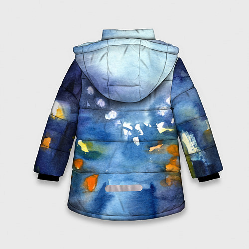 Зимняя куртка для девочки После дождя акварель / 3D-Черный – фото 2