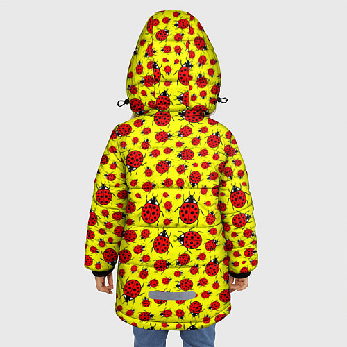 Зимняя куртка для девочки Божьи коровки цветные / 3D-Красный – фото 4