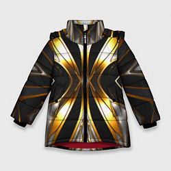 Куртка зимняя для девочки Неоновый узор стальная бабочка, цвет: 3D-красный