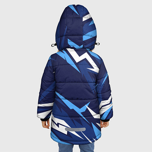 Зимняя куртка для девочки Вольво - синяя абстракция / 3D-Красный – фото 4