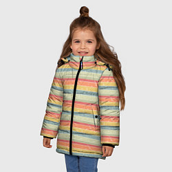 Куртка зимняя для девочки Ретро полоска, цвет: 3D-красный — фото 2