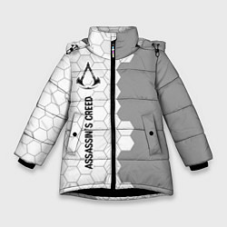 Зимняя куртка для девочки Assassins Creed glitch на светлом фоне по-вертикал