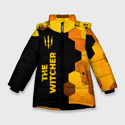Куртка зимняя для девочки The Witcher - gold gradient по-вертикали, цвет: 3D-черный