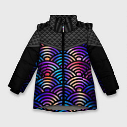 Куртка зимняя для девочки Сэйгайха - морские волны и северное сияние, цвет: 3D-светло-серый