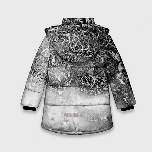 Зимняя куртка для девочки Серый лёд и снежинки / 3D-Светло-серый – фото 2