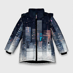 Куртка зимняя для девочки Инверсия дня, цвет: 3D-черный