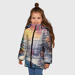 Куртка зимняя для девочки Сказочное сияние нового года, цвет: 3D-черный — фото 2
