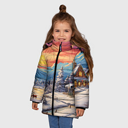 Куртка зимняя для девочки Северное сияние веселья, цвет: 3D-красный — фото 2