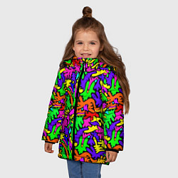 Куртка зимняя для девочки Яркие цветные каракули, цвет: 3D-красный — фото 2