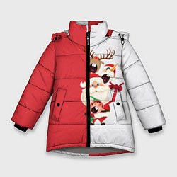 Куртка зимняя для девочки Новогодние персонажи, цвет: 3D-светло-серый