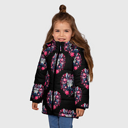 Куртка зимняя для девочки Портрет зебры, цвет: 3D-черный — фото 2