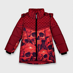 Зимняя куртка для девочки Расплавленные красные черепа