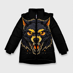 Зимняя куртка для девочки Волк чёрный хищник