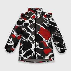 Куртка зимняя для девочки Кляксы чёрные и красные, цвет: 3D-светло-серый