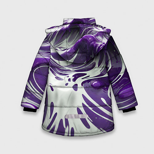 Зимняя куртка для девочки Бело-фиолетовая краска / 3D-Черный – фото 2