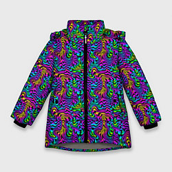 Куртка зимняя для девочки Multicolored stripes, цвет: 3D-светло-серый