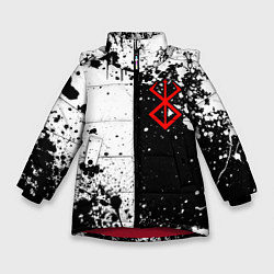 Зимняя куртка для девочки Берсерк знак жертвы - черно-белые брызги