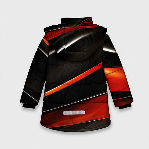 Зимняя куртка для девочки Красные и черные вставки / 3D-Черный – фото 2