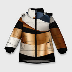 Куртка зимняя для девочки Золотистые вставки абстракции, цвет: 3D-светло-серый