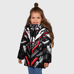 Куртка зимняя для девочки Красный скелетный киберпанк доспех, цвет: 3D-черный — фото 2