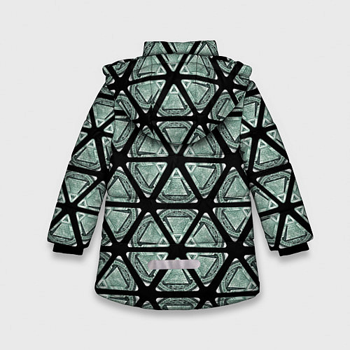 Зимняя куртка для девочки Глаз в пирамиде как калейдоскоп / 3D-Черный – фото 2