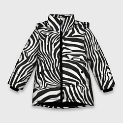 Зимняя куртка для девочки Шкура зебры черно - белая графика