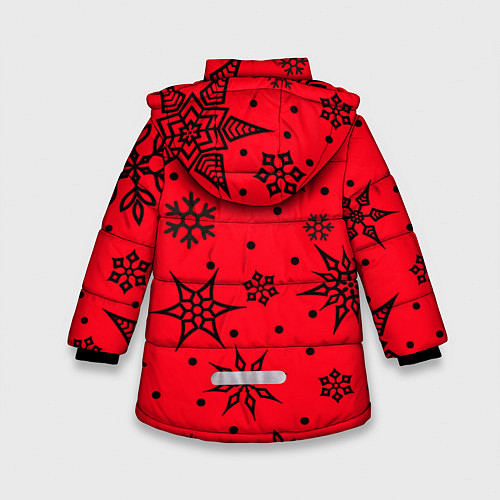 Зимняя куртка для девочки Праздничный снег / 3D-Красный – фото 2