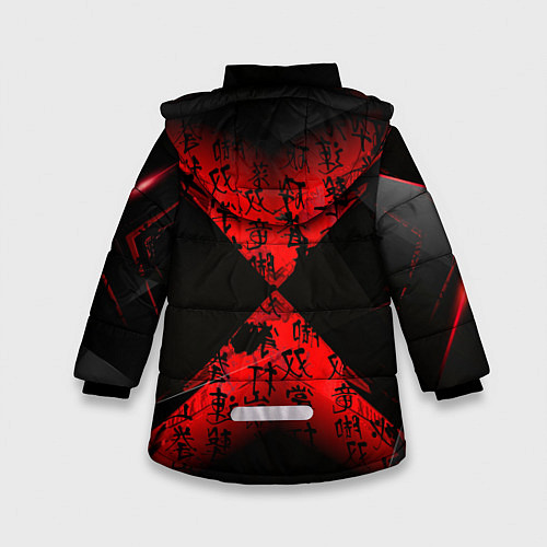 Зимняя куртка для девочки Иероглифы и текстуры / 3D-Черный – фото 2