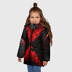 Куртка зимняя для девочки Иероглифы и текстуры, цвет: 3D-красный — фото 2