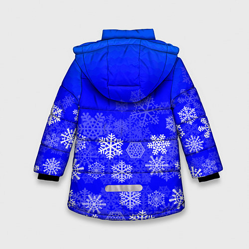 Зимняя куртка для девочки Снежинки на синем / 3D-Черный – фото 2