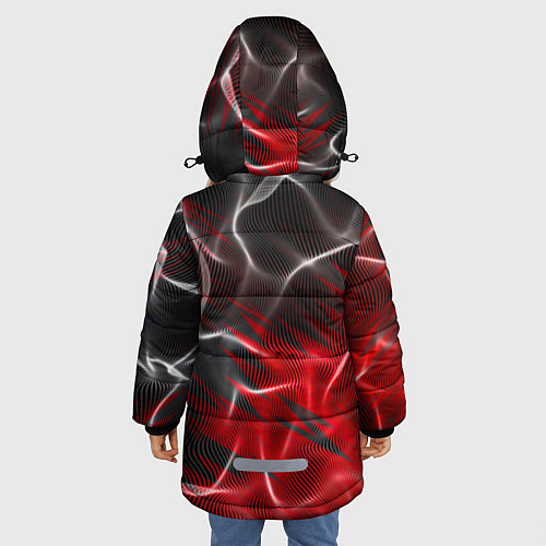 Зимняя куртка для девочки Дым и красные текстуры / 3D-Красный – фото 4