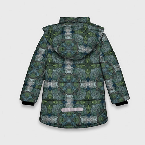 Зимняя куртка для девочки Малахитовый индейский орнамент / 3D-Светло-серый – фото 2