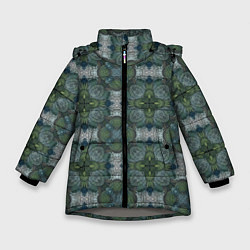 Куртка зимняя для девочки Малахитовый индейский орнамент, цвет: 3D-светло-серый