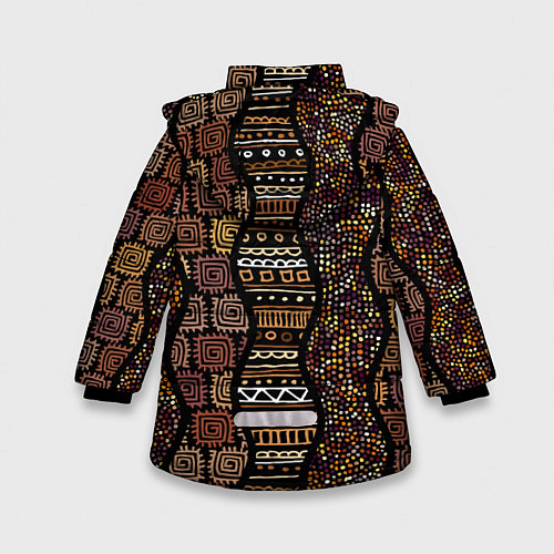 Зимняя куртка для девочки Волнистый этнический орнамент / 3D-Черный – фото 2
