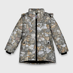 Куртка зимняя для девочки Путь по гравию, цвет: 3D-черный