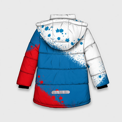 Зимняя куртка для девочки Российский триколор / 3D-Красный – фото 2