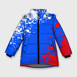 Куртка зимняя для девочки Флаг России - брызги, цвет: 3D-светло-серый
